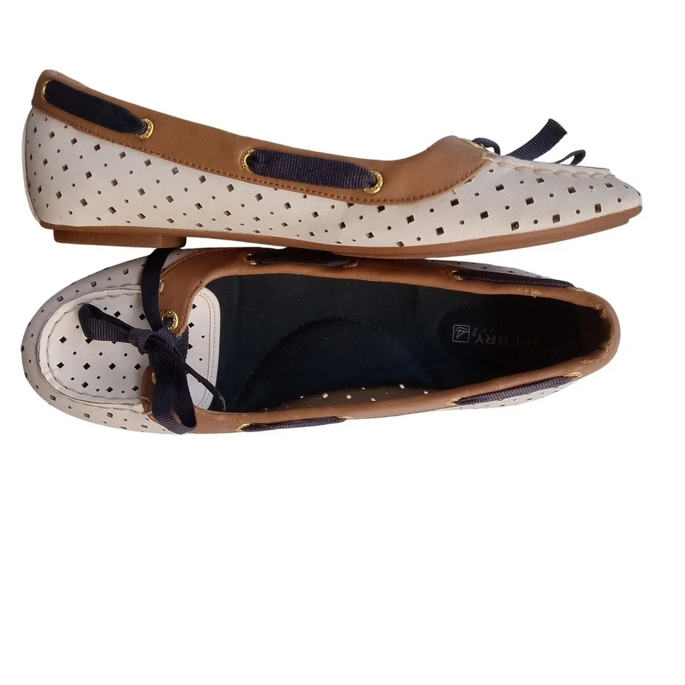 Sperry Top Sider Boat Shoes Womens Size 9M Leather Slip‎ On Nautical Coastal